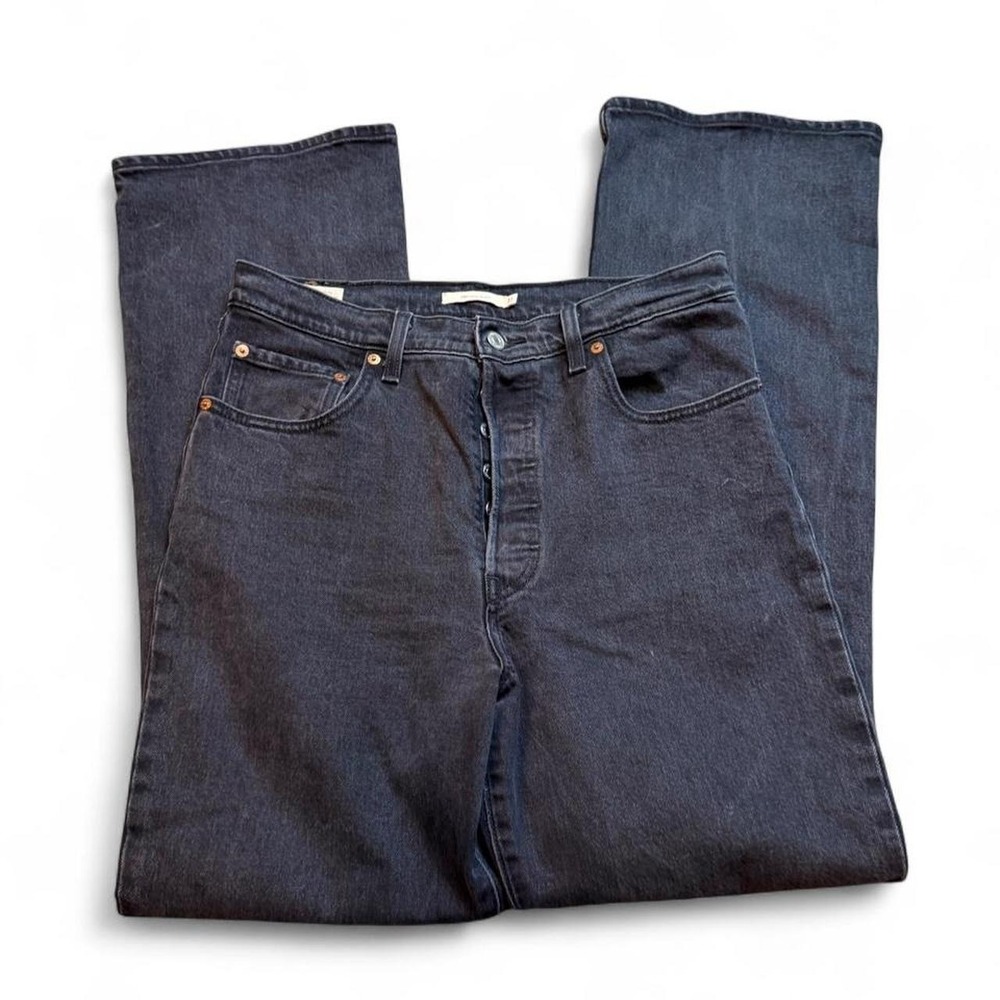 Levi's Ribcage Boot Jeans Womens 31 Charcoal High Rise Button Fly Stretch